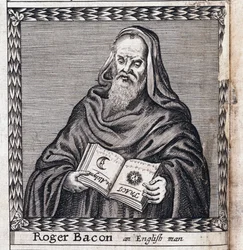 Roger Bacon (1214-1294), apodado Doctor Mirabilis (Doctor admirable) - Obra anónima, grabado