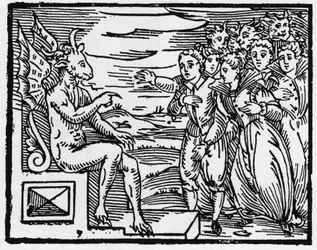 Satanás exige un pacto a los nuevos hechiceros - “Compendium Maleficarum”, trata sobre las brujas, su maldad y sus sortilegios por Francesco Maria Guazzo o Guaccio o Guaccius (15?? -16??) 1608 Colección Privada