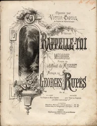 Partitura de "recuerda" melodía de Georges Rupes después de una poesía de Aldre de Musset. Colección privada