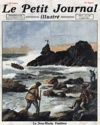 Sinn feiners, miembros de la rama política del Ejército Republicano Irlandés (IRA) en Irlanda, se embarcan en barcos para acercarse a submarinos de Estados Unidos, suministrando secretamente armas y municiones a Irlanda. Ilustración tomada de “Le petit