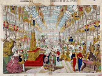 Recuerdos de la Exposición Universal de 1855 en París. Grabado alrededor de 1855. París, Museo Carnavalet