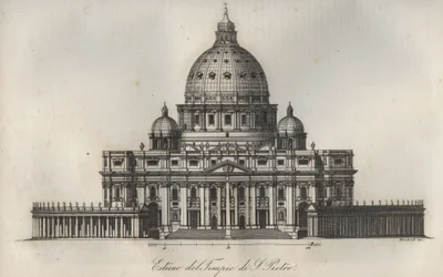 Basílica de San Pedro en Roma - grabado de 