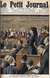 Caso Steinheil: Marguerite Steinheil (1869-1954) escuchando la lectura del veredicto - Le Peiny Journal, noviembre de 1909
