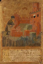 Cortador de piedra construyendo un castillo