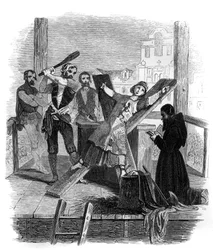 Suplicio de la rueda - Quebrantamiento en la rueda - Ilustración en «Mystères de l