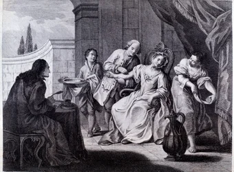 La sangría, técnica médica (grabado)