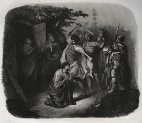La decapitación de San Julián (Martirio). Grabado de 1846 en 