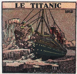 El T.S.F.: el hundimiento del Titanic en 1912. Mensajes de socorro fueron enviados desde el puesto T.S.F. del barco después de chocar con un iceberg. Ilustración anónima de 1925. Colección privada.