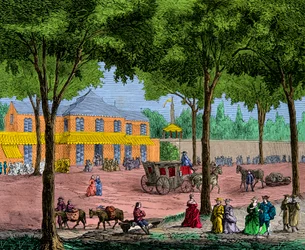 El café turco en el Boulevard du Temple en París en 1780, Grabado, Colección privada