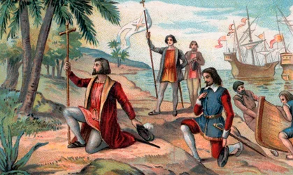 El desembarco de Cristóbal Colón (Cristóbal Colón, Cristoforo Colombo, Cristobal Colon) (1451-1506) en el Nuevo Mundo