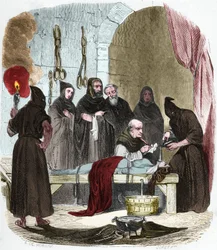 La cuestión del agua: Pedro de Arbues (1441/1442 - 1485) interroga bajo tortura a una joven que supuestamente indujo a su hermana a convertirse al luteranismo.