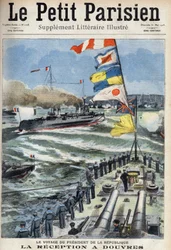 El viaje del presidente de la República Francesa Armand Fallieres (1841-1931): la recepción en Dover, Inglaterra. En "Le petit parisien" el 31/05/1908. Colección privada.