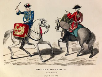 Timbalero y tambor montados bajo el reinado del rey Luis XIV en el siglo XVII