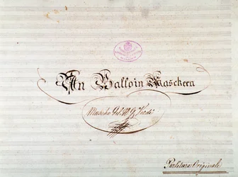 Portada de la primera edición de la partitura de Un ballo in maschera, ópera de Giuseppe Verdi