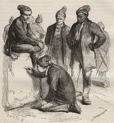 Tipos de galerías del bagne de Brest en el siglo XIX. Grabado en "Histoire des bagnes depuis leur création à nos jours" (1877) por Pierre Zaccone (1817-1895). Colección privada