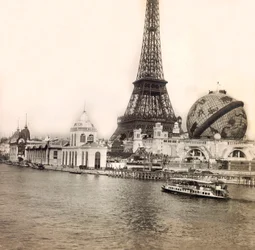 Exposición Universal de 1900 en París: El Globo Celestial y la Torre Eiffel - colección privada