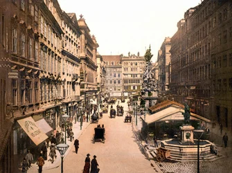 Viena en 1901. Der Graben. Fotochrome