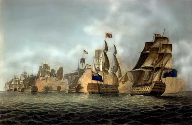Vista de la Batalla del Cabo de San Vicente el 14/02/1797 Grabado de 1798