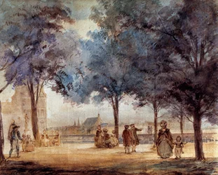 Vista de la terraza de las Tullerías en París en 1786