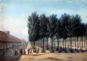 Vista del patio de los Paisibles en el hospicio de Bicêtre