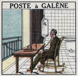Telefonía inalámbrica: radio de galena. Ilustración anónima de 1925. Colección privada.