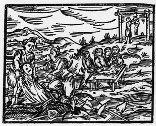 Brujas disuadiendo a los muertos en un cementerio - “Compendium Maleficarum”, trata sobre brujas, su maldad y sus sortilegios por Francesco Maria Guazzo (1608) - Colección privada