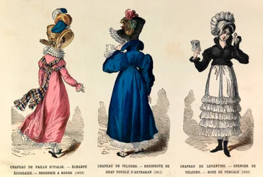 Trajes de mujeres entre 1810 y 1812 (reinado del emperador Napoleón I) - Colección privada