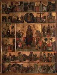 La glorificación de la Virgen Himno Akathist a la Santísima Theotokos, siglo XIV