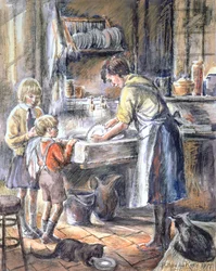 Ayudando con el lavado, 1975