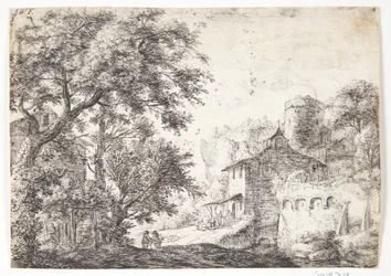 Muralla de la ciudad con una posada