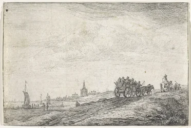 Costa de carruajes tirados por caballos Paisajes con edificios (título de la serie)
