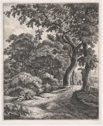 Dos viajeros descansando en el bosque, siglo XVII