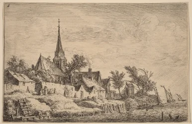 Campanario de pueblo junto al mar