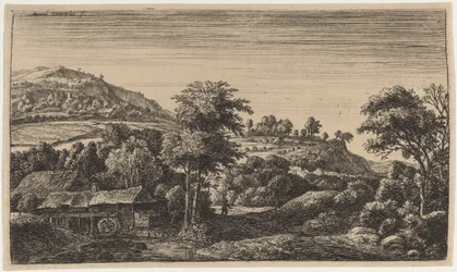 Molino de agua al pie de una colina