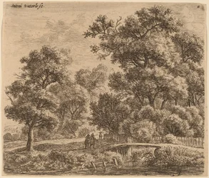 Paisaje boscoso con un puente