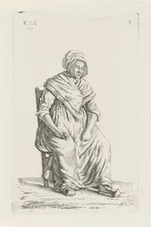 Mujer sentada de granjero de Valonia Agricultoras y agricultoras del Reino Unido de los Países Bajos (título de la serie)