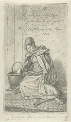 Mujer sentada con cesta y plato Gentsche Shrimp woman (título sobre objeto) 12 figuras de estudio (título de la serie)