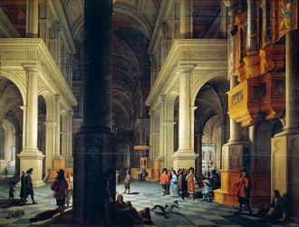 Interior del templo, por Anthonie De Lorme (hacia 1610-1673)