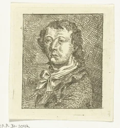 Retrato busto de un joven con corbata blanca