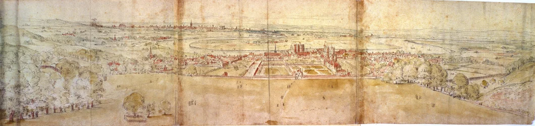 Palacio de Greenwich y Londres desde la colina de Greenwich, c.1544