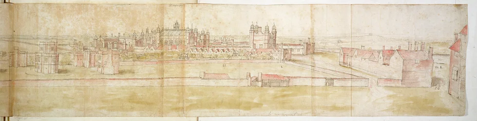 Palacio de Hampton Court desde el norte, c.1544