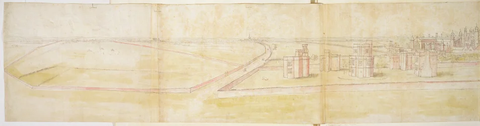 Palacio de Hampton Court desde el norte, c.1544