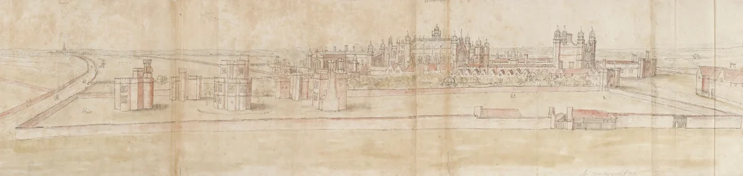 Palacio de Hampton Court desde el Norte, c1550-1560