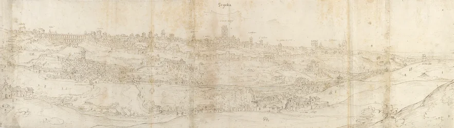Vista panorámica de Segovia desde el este, c1550-1560