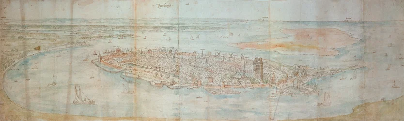 Vista panorámica de Dordrecht, vista desde un punto elevado al oeste