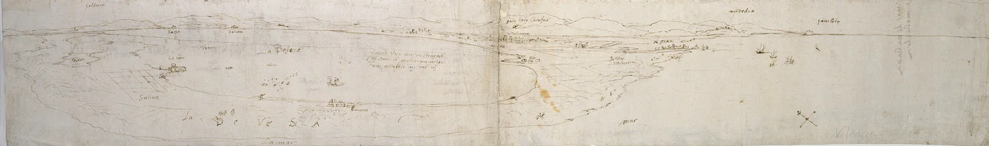 Boceto de la Laguna de Valencia, la Albufera y la costa y campo adyacentes, c1560s