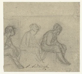 Tres estudios de una mujer sentada