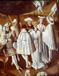 Jardín del amor en la corte de Felipe III el Bueno, Duque de Borgoña, en los jardines del castillo de Hesdin en 1432 (detalle)