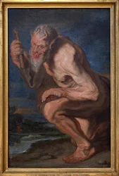 Marsyas arrodillado con el aulos