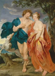 Doble retrato de George Villiers, marqués y más tarde primer duque de Buckingham (1592-1628) y su esposa, Katherine Manners (1603-1649), como Venus y Adonis (óleo sobre lienzo)